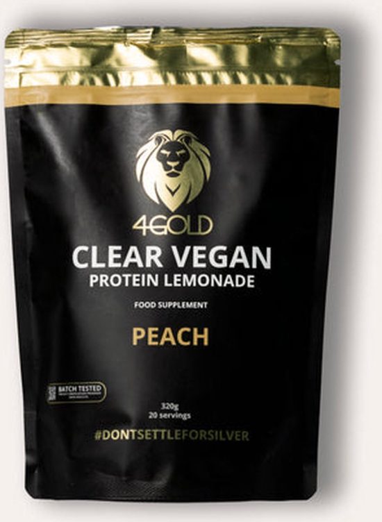 4GOLD Clear Vegan Protein Limonade (320gram) - Peach smaak / Sportvoeding - Eiwit shake, Proteïne poeder