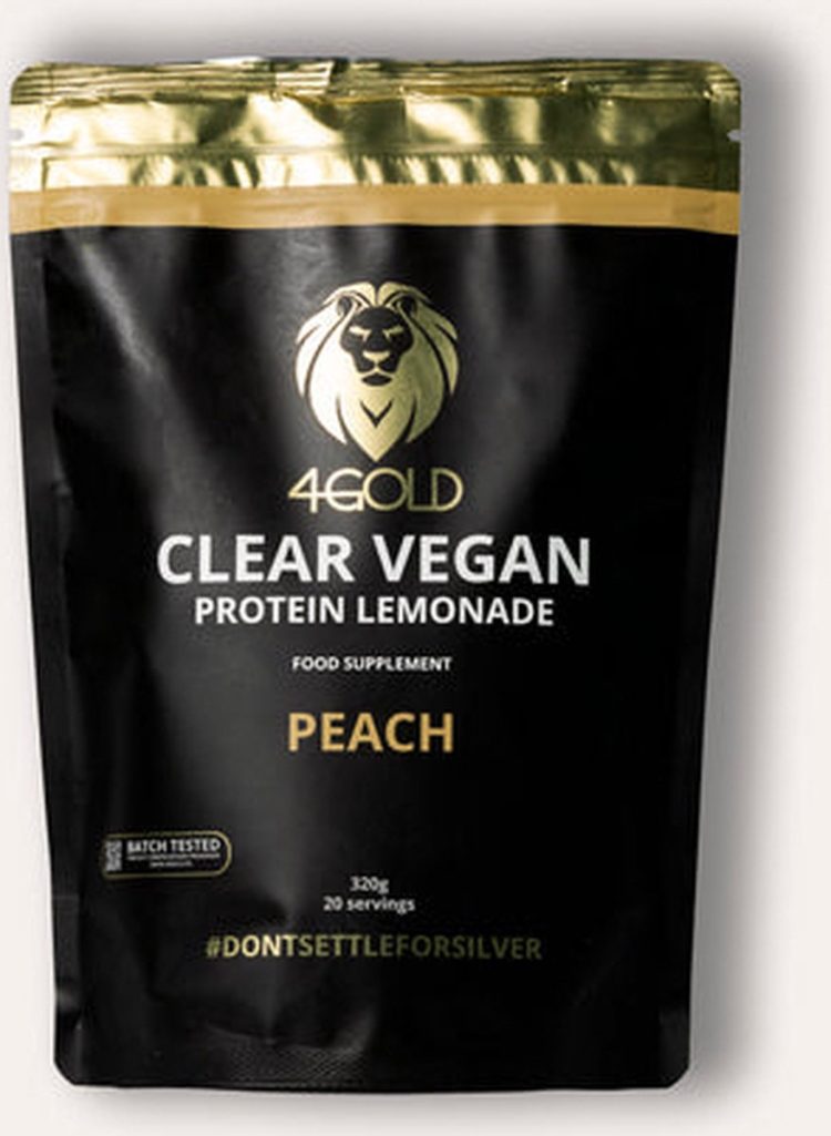 4GOLD Clear Vegan Protein Limonade (320gram) - Peach smaak / Sportvoeding - Eiwit shake, Proteïne poeder