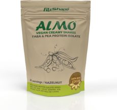 Fit&Shape ALMO Plantaardig Eiwitpoeder (Smaak: Hazelnoot) - Vegan Eiwitshake - Biologisch Erwten & FABA eiwit isolaat- 750gram (25 Shakes) inclusief maatschep (Plant-based Protein - Vegan Protein - Plantaardig Proteine Poeder)