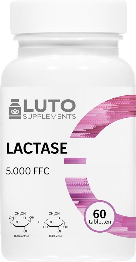 Lactase 5.000 - 60 tabletten - Hoog gedoseerd met 5.000 FCC-eenheden - Voor lactose-intolerantie + melk-intolerantie - Zonder ongewenste toevoegingen - Veganistisch - Luto Supplements