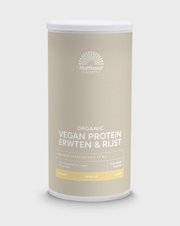 Mattisson - Biologisch Vegan Proteïne Poeder - Eiwitpoeder - Erwten & Rijst - Vanille - 500 Gram