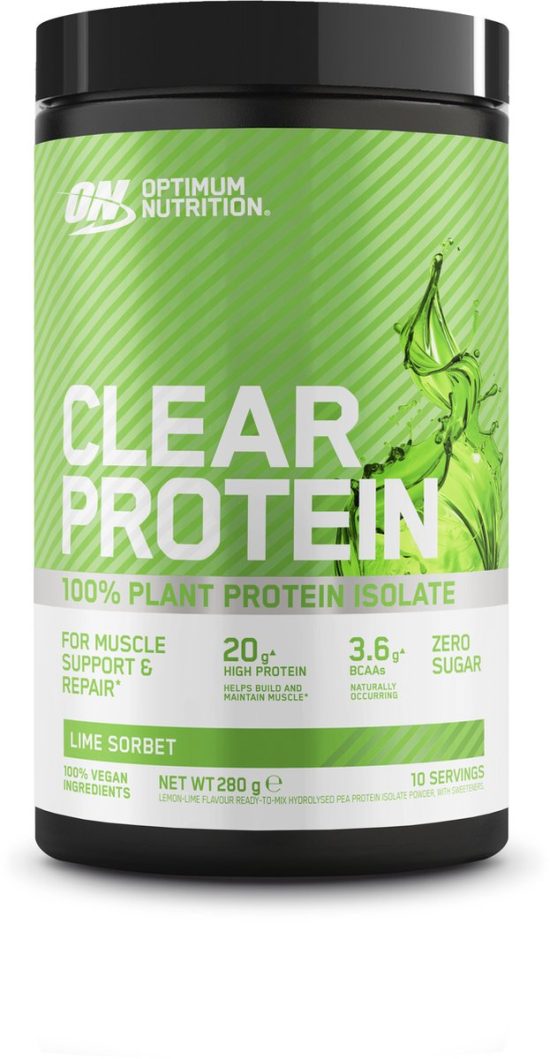 Optimum Nutrition Clear Protein - Lime Sorbet - Vegan Proteine Poeder - 100% Plantaardig Eiwit Isolaat - 10 doseringen (280 gram)