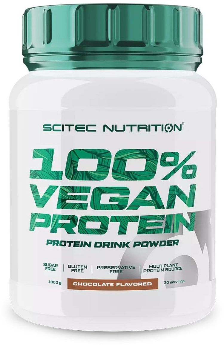 Scitec Nutrition - 100% Vegan Protein (1000 gram - Chocolate) - proteine poeder - protein powder - eiwitpoeder - eiwitshakes - proteine shake - glutenvrij - suikervrij - 30 shakes