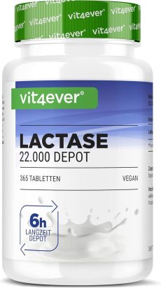 Vit4ever - Lactase 22.000 Depot - 365 tabletten met depotwerking (Sepismart® Slow Release) - Hooggedoseerd met 22.000 FCC-eenheden - Voor lactose-intolerantie + melkintolerantie
