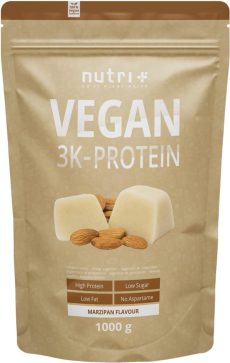 nutri+ Vegan 3K Protein - Eiwitpoeder Marsepein - Veganistisch proteïne poeder - met proteïnen uit soja, erwten en zonnebloem - lactosevrij en glutenvrij - 1000 g