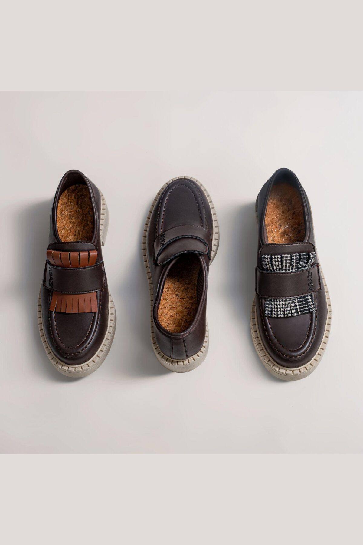 AGAZI dames vegan 3 In 1 Loafers Diane Light Sole Chocolade Bruin