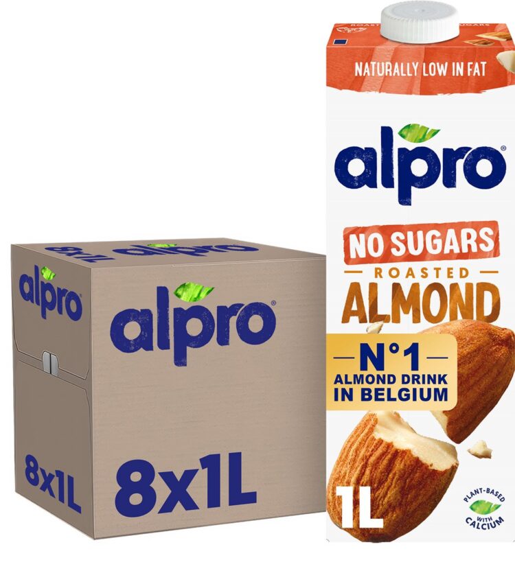 Alpro Drink Plantaardige Amandelmelk Zonder Suiker - Lactosevrij & Glutenvrij - 8 x 1L