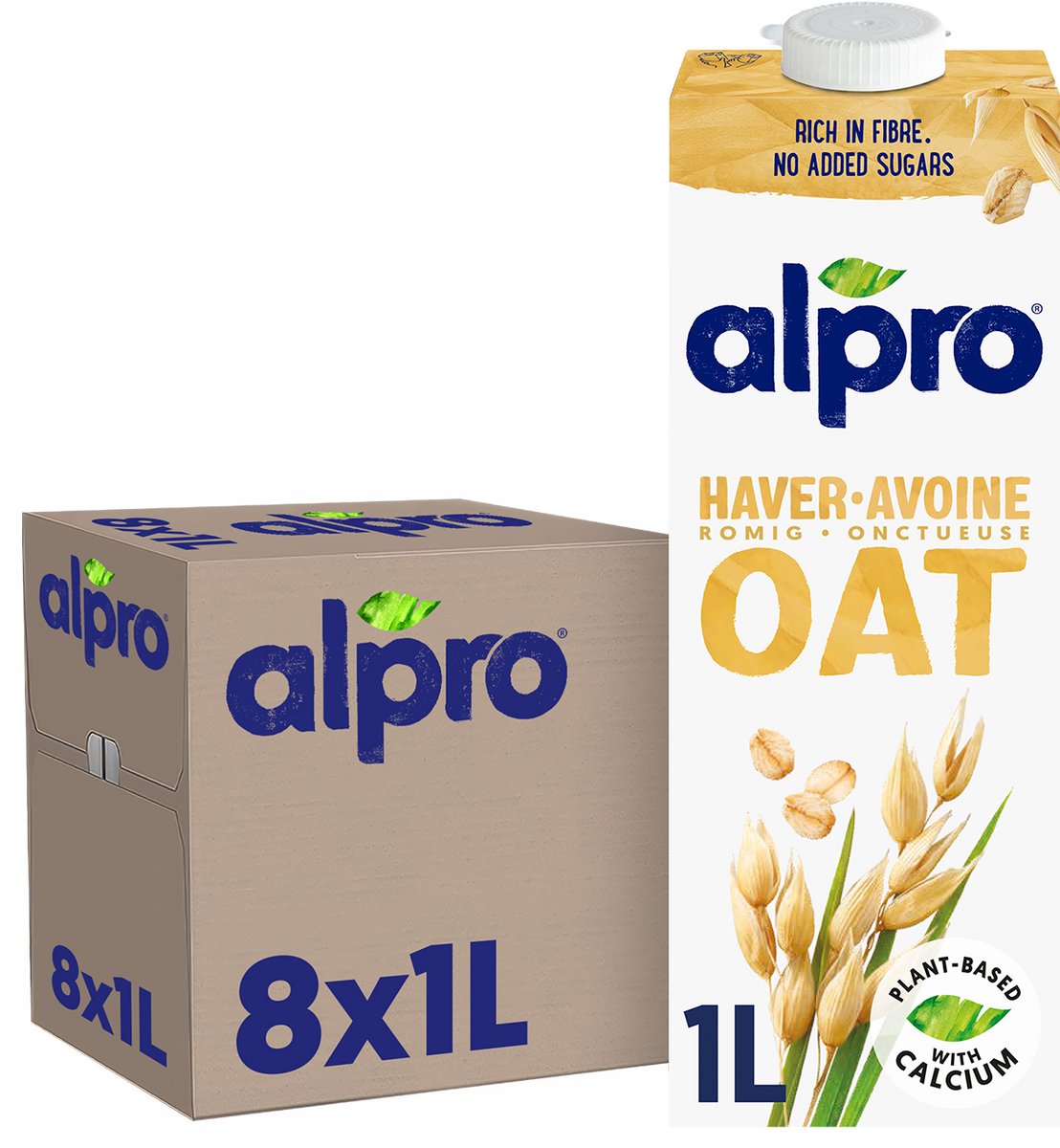Alpro Drink Plantaardige Havermelk Original - Lactosevrij & Glutenvrij - 8 x 1L