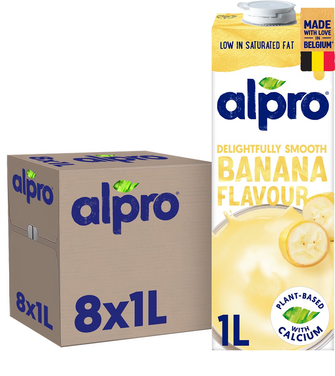 Alpro Drink Plantaardige Sojadrank Banaan - Lactosevrij & Glutenvrij - 8 x 1L