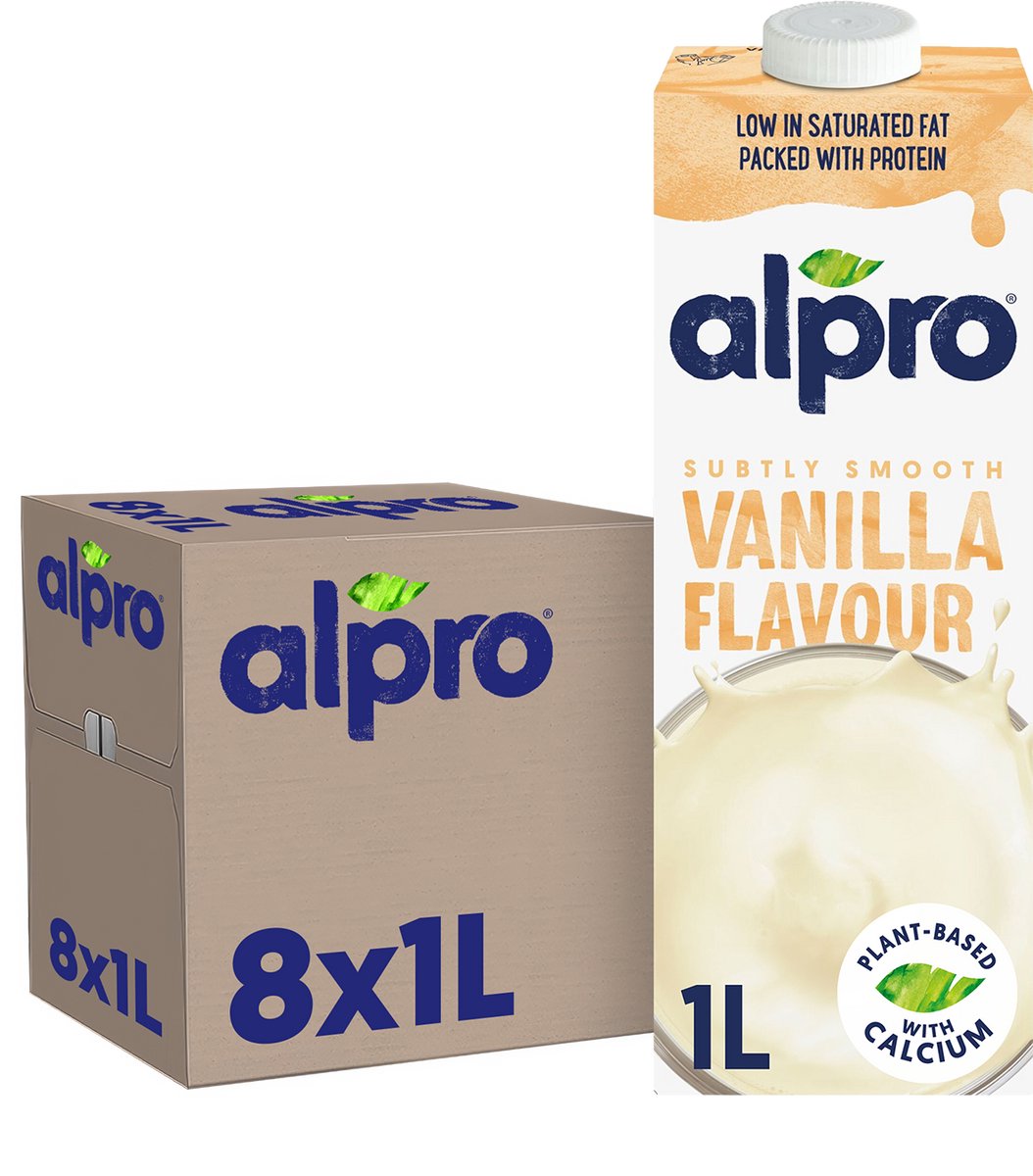 Alpro Drink Plantaardige Sojadrank Vanille - Lactosevrij & Glutenvrij - 8 x 1L