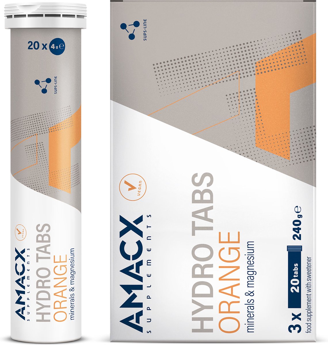 Amacx Hydro Tabs - Electrolytes - Elektrolyten - Elektrolyten Poeder - Orange - 3 pack - 60 tabs