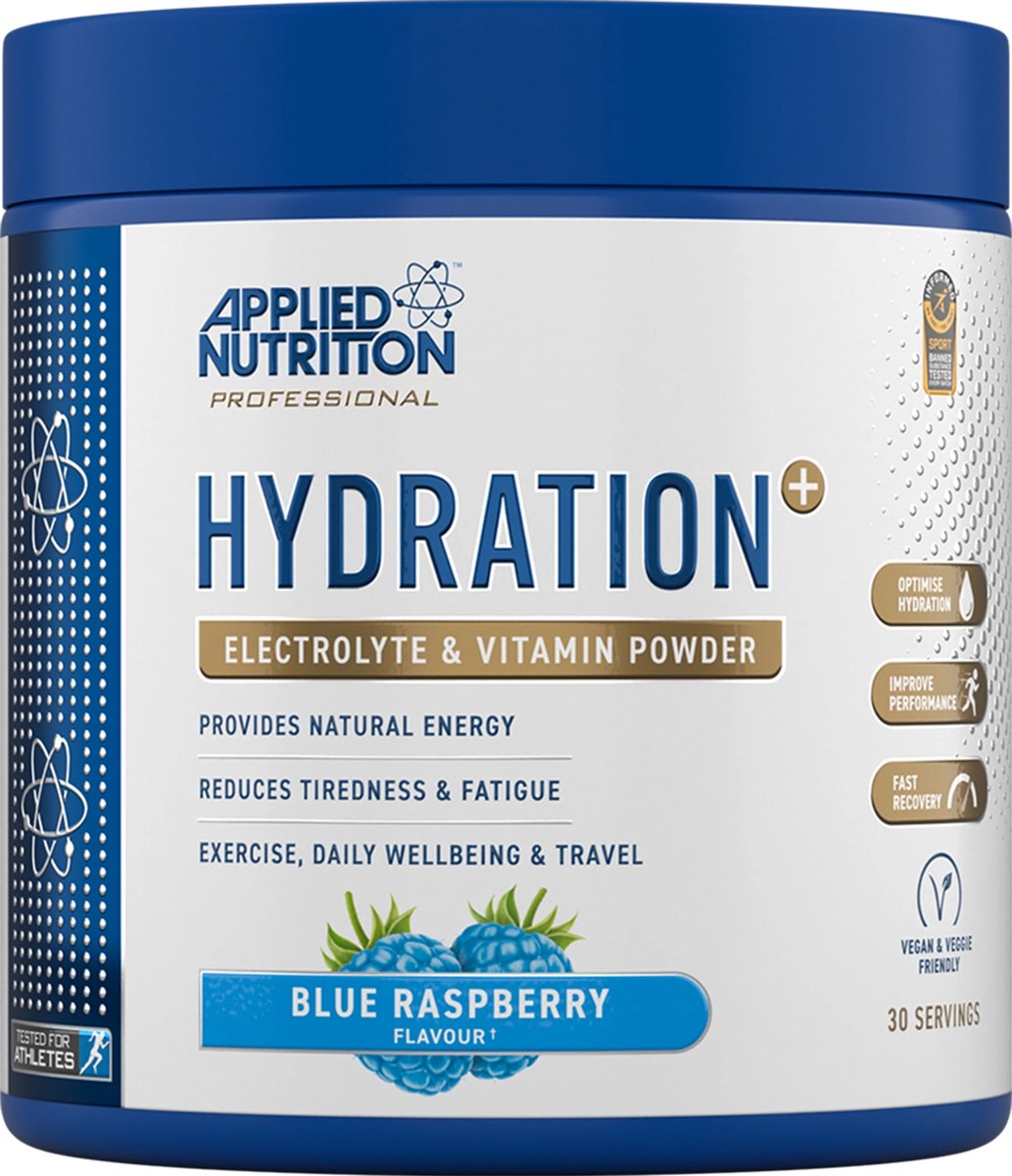 Applied Nutrition - Hydration+ - Complete Electrolyte & Vitamin Powder - Blue Raspberry - Hydratatie - Elektrolyten - Electrolytes - Hydration - Magnesium