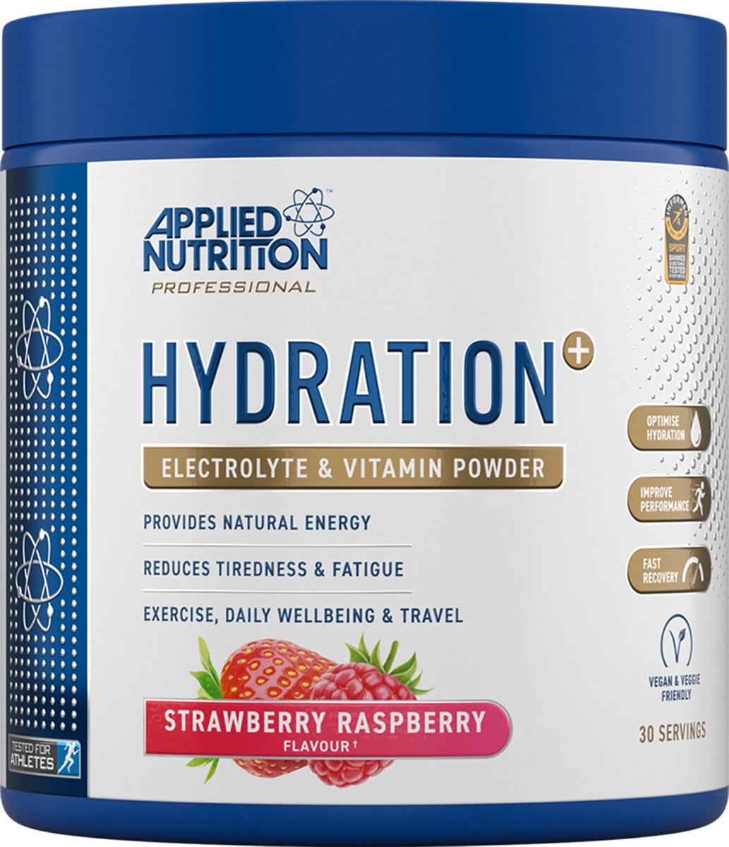 Applied Nutrition - Hydration+ - Complete Electrolyte & Vitamin Powder - Strawberry Raspberry - Hydratatie - Elektrolyten - Electrolytes - Hydration - Magnesium