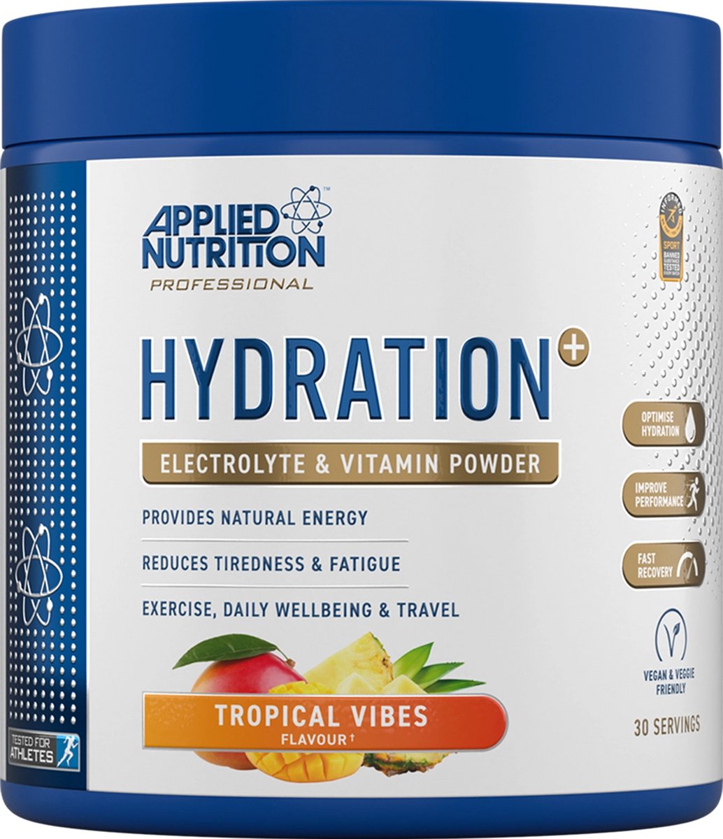 Applied Nutrition - Hydration+ - Complete Electrolyte & Vitamin Powder - Tropical Vibes - Hydratatie - Elektrolyten - Electrolytes - Hydration - Magnesium