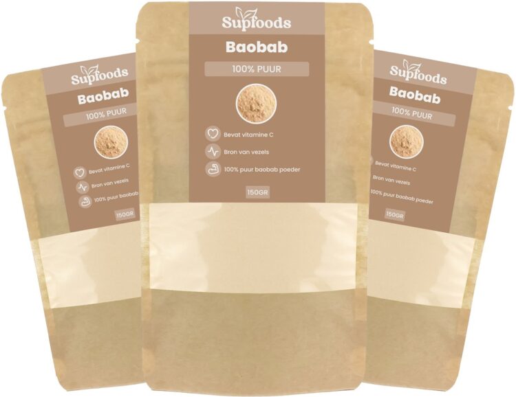 Baobab Poeder 100% Puur - 600gram - Baobab is Van nature rijk aan Vitamine C en Vezels - Perfect voor Smoothies, Ontbijt en Bakken