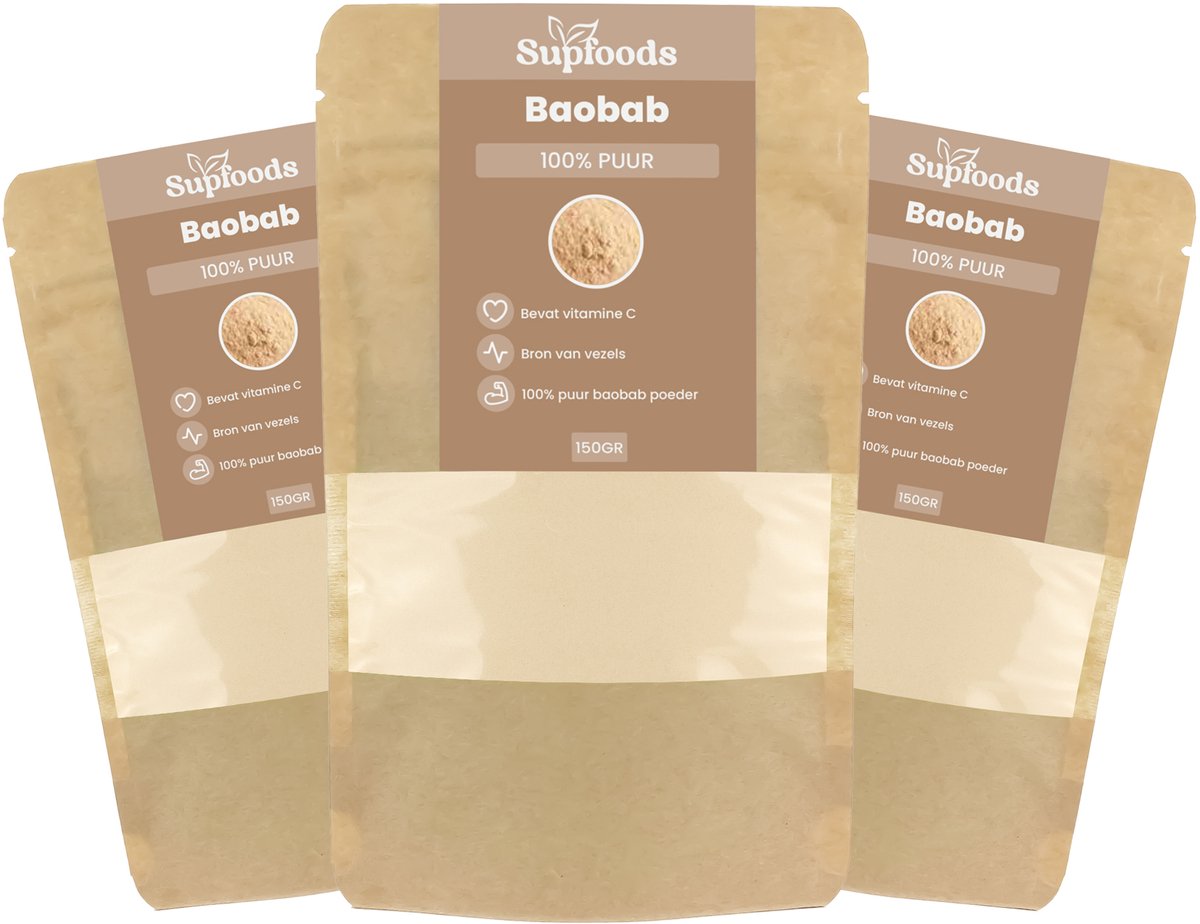 Baobab Poeder 100% Puur - 600gram - Baobab is Van nature rijk aan Vitamine C en Vezels - Perfect voor Smoothies, Ontbijt en Bakken