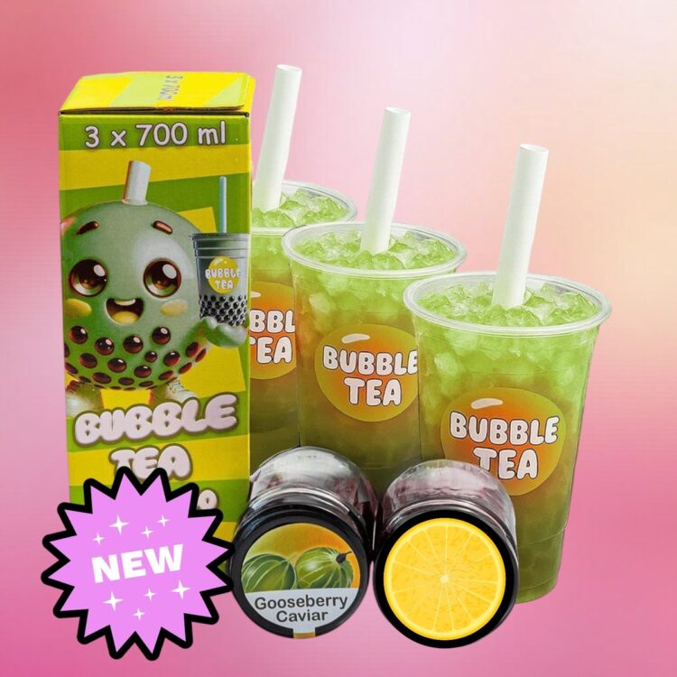 Bubble tea - complete set - Boba popping Kruisbes- Citroen siroop | DIY | 3x700ml