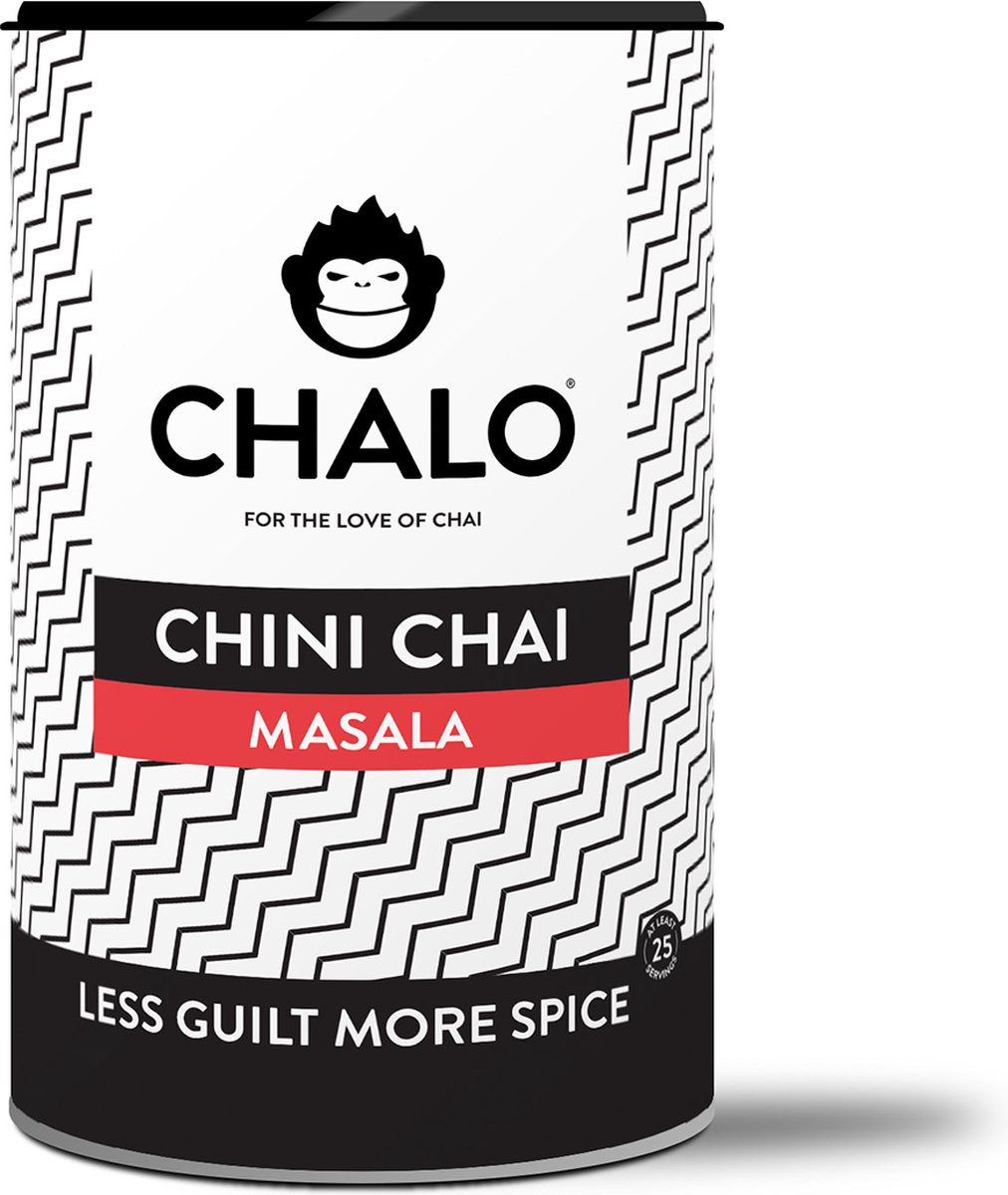 CHALO Chini Masala Chai Latte - Indische Vegan Chai - Zwarte Assam thee - 25 porties/ 300GR - met minder suiker