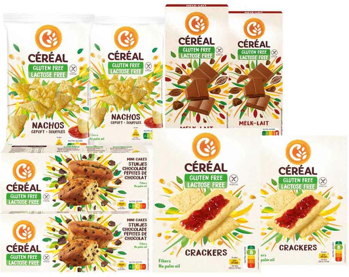 Céréal Crackers, Cake, Nacho's, Chocolade - Glutenvrij & Lactosevrij Pakket