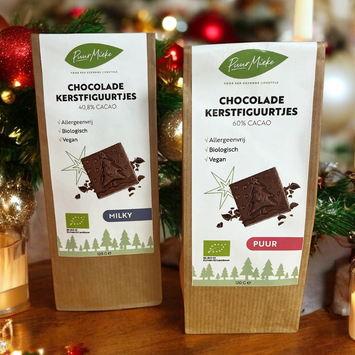 Chocolade Kerstfiguurtjes Milky allergeenvrij - 120g - BIO
