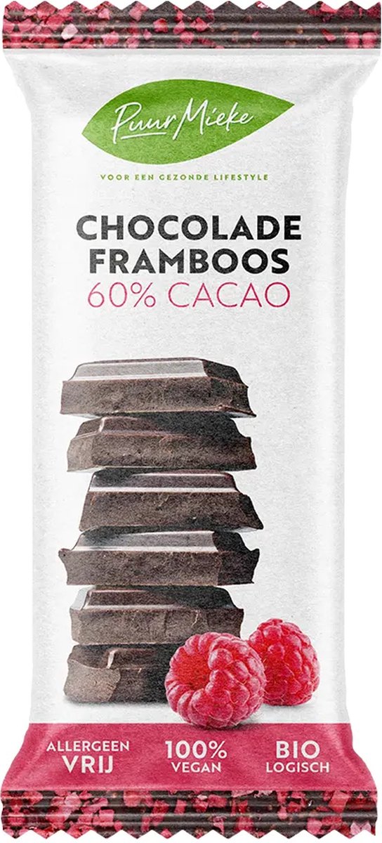 Chocoladereep Framboos - 60% Cacao - BIO