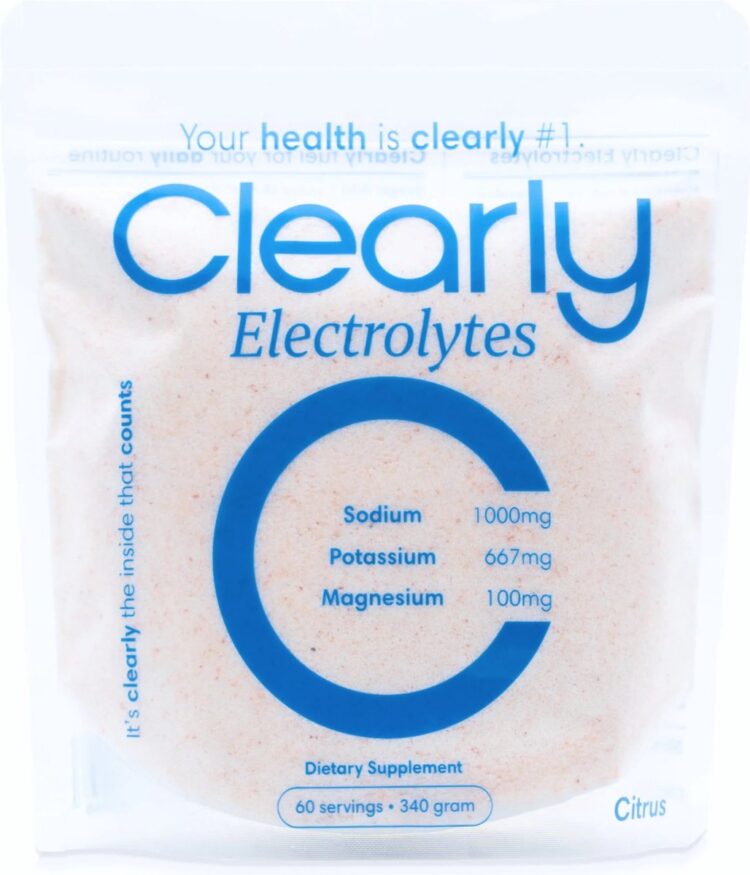 Clearly Electrolytes Naturel - Elektrolyten Poeder Zonder Suiker - Natrium 1000mg, Kalium 667mg, Magnesium 100mg - 340 Gram / 60 Doseringen