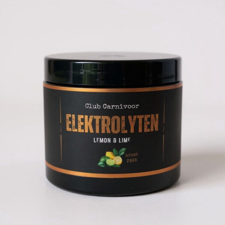 Club Carnivoor Elektrolyten Lemon&Lime - Suikervrij Elektrolytenpoeder - Voor Keto, Carnivoor en Vastendieet - 250g - Hydratatie en Energieondersteuning