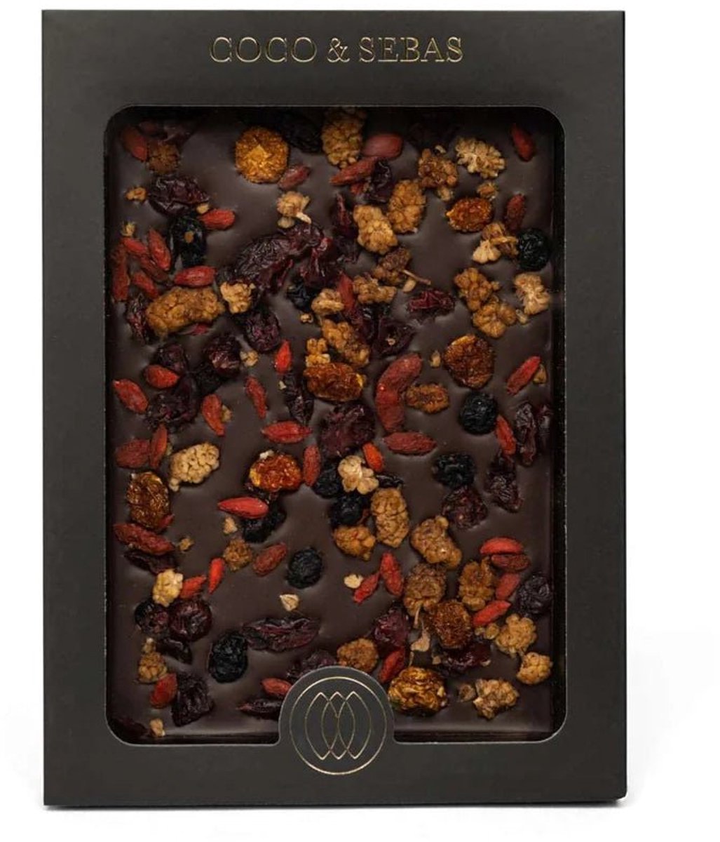 Coco & Sebas Chocolate Tablet - Plak Pure Chocolade Met Bessenmix