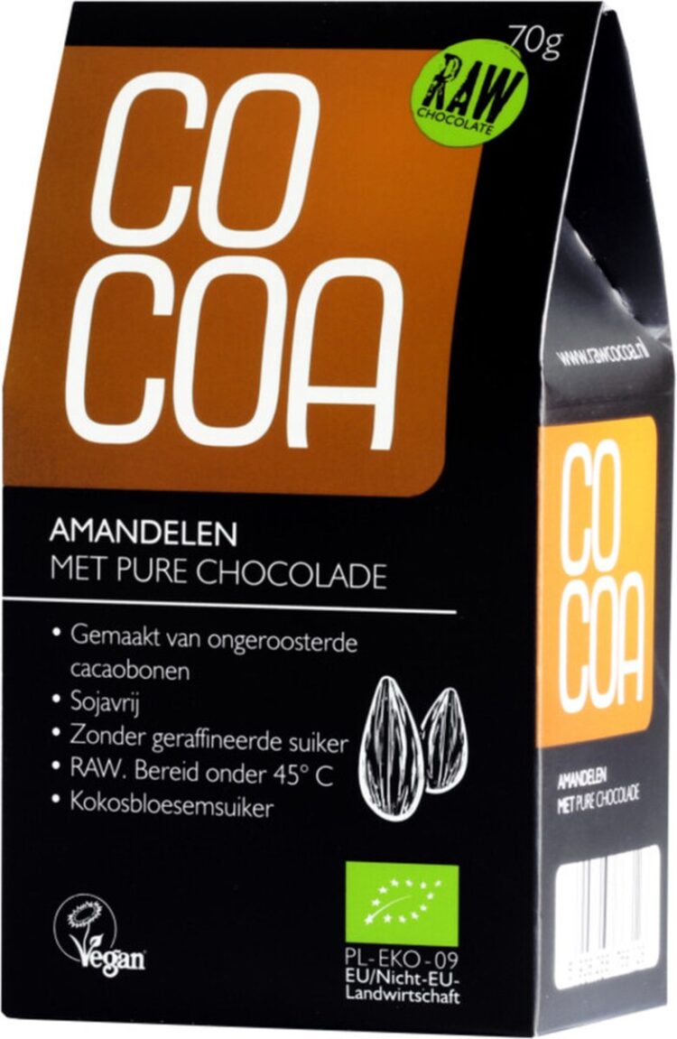 Cocoa Amandelen met Pure Chocolade RAW 70GR