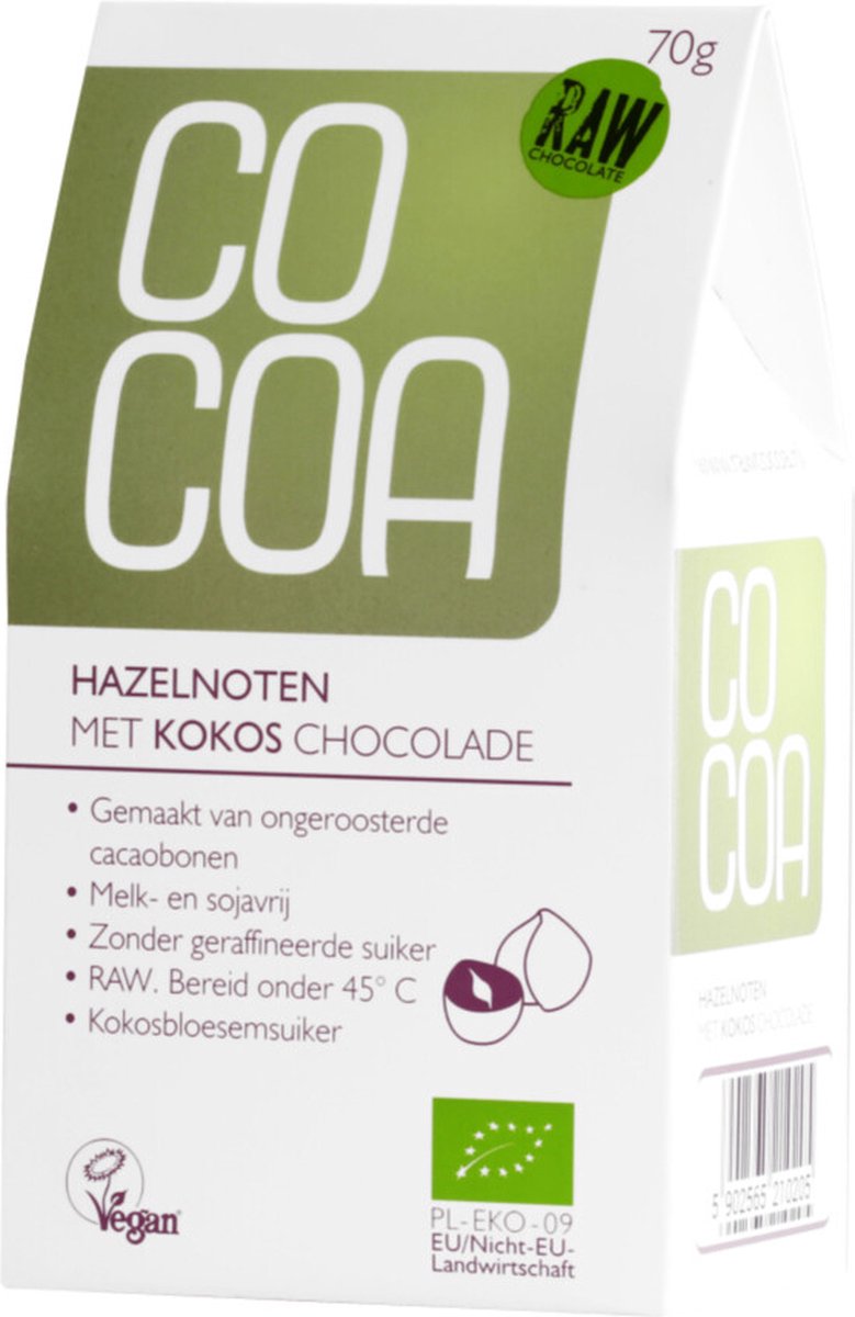 Cocoa Hazelnoten met Kokos Chocolade RAW 70GR