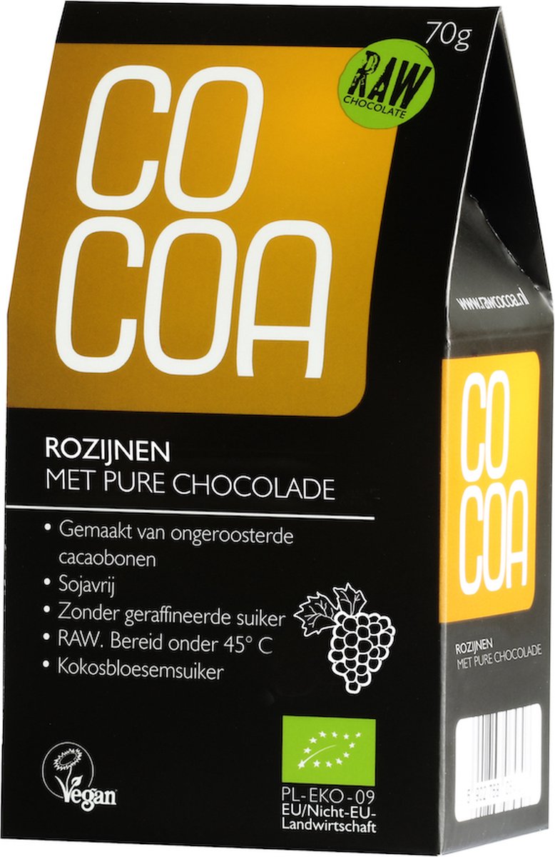 Cocoa Rozijnen met Pure Chocolade RAW 70GR