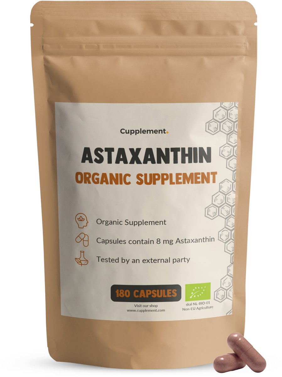 Cupplement Astaxanthine Capsules 8 mg 180 Vegan Capsules - Biologisch Plankton Extract voor Huid, Ogen & Antioxidanten - Laboratoriumgetest - Past Door Brievenbus - Geen Tabletten, Poeder, 4MG, 6MG of 12MG - Superfood Supplement
