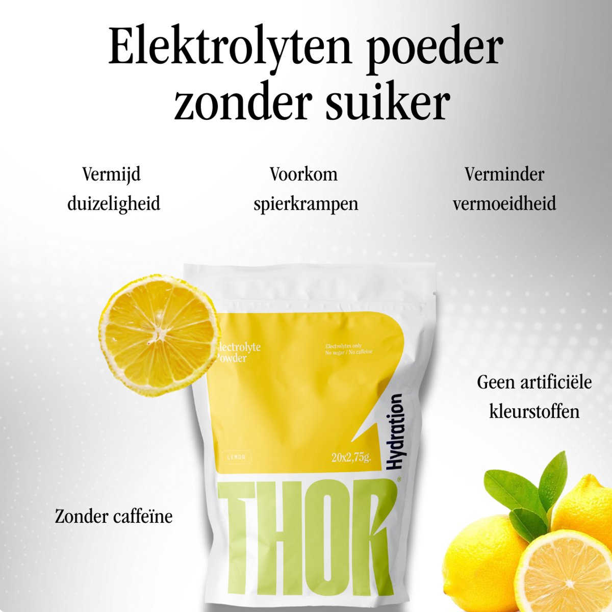 Daily Hydration - Electrolyte sticks (20 sticks - elektrolyten poeder) - Lemon, zero sugar - Thor Hydration