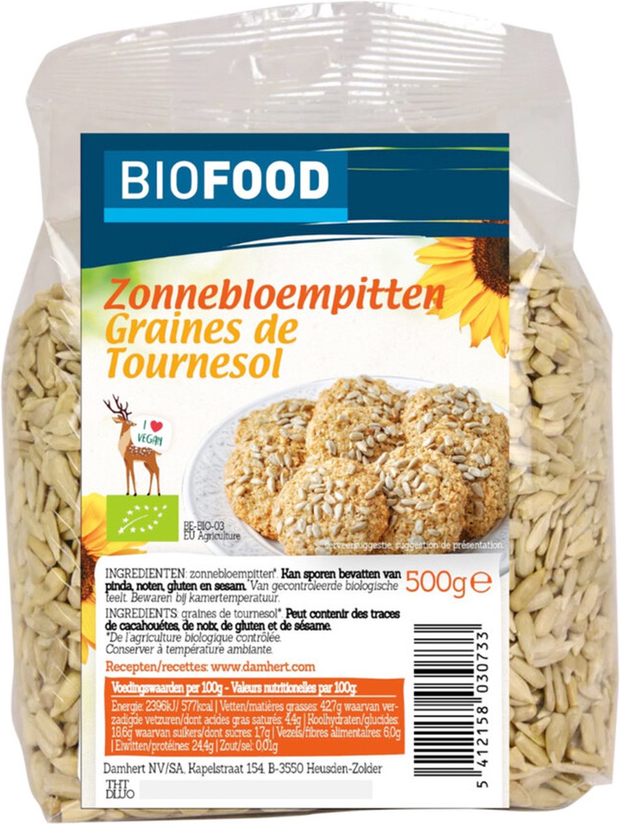 Damhert Biofood Zonnebloempitten Biologisch - 500 gr