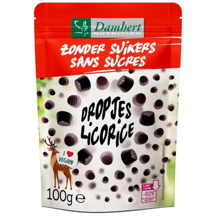 Damhert Dropjes vegan zonder suikers 100 gram