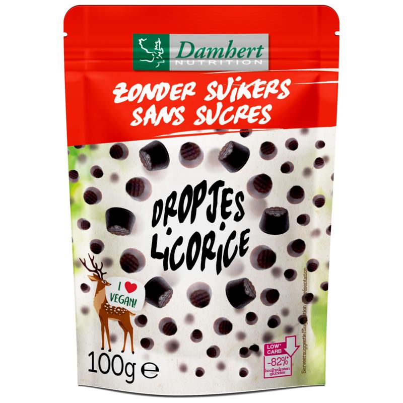 Damhert Dropjes vegan zonder suikers 100 gram