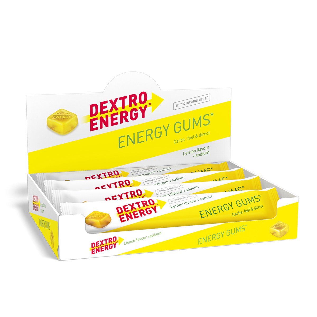 Dextro Energy Energie Gums - Citroen + Natrium Energie Bar - Vegan Energie Reep - 8 porties (8 x 45 gram )