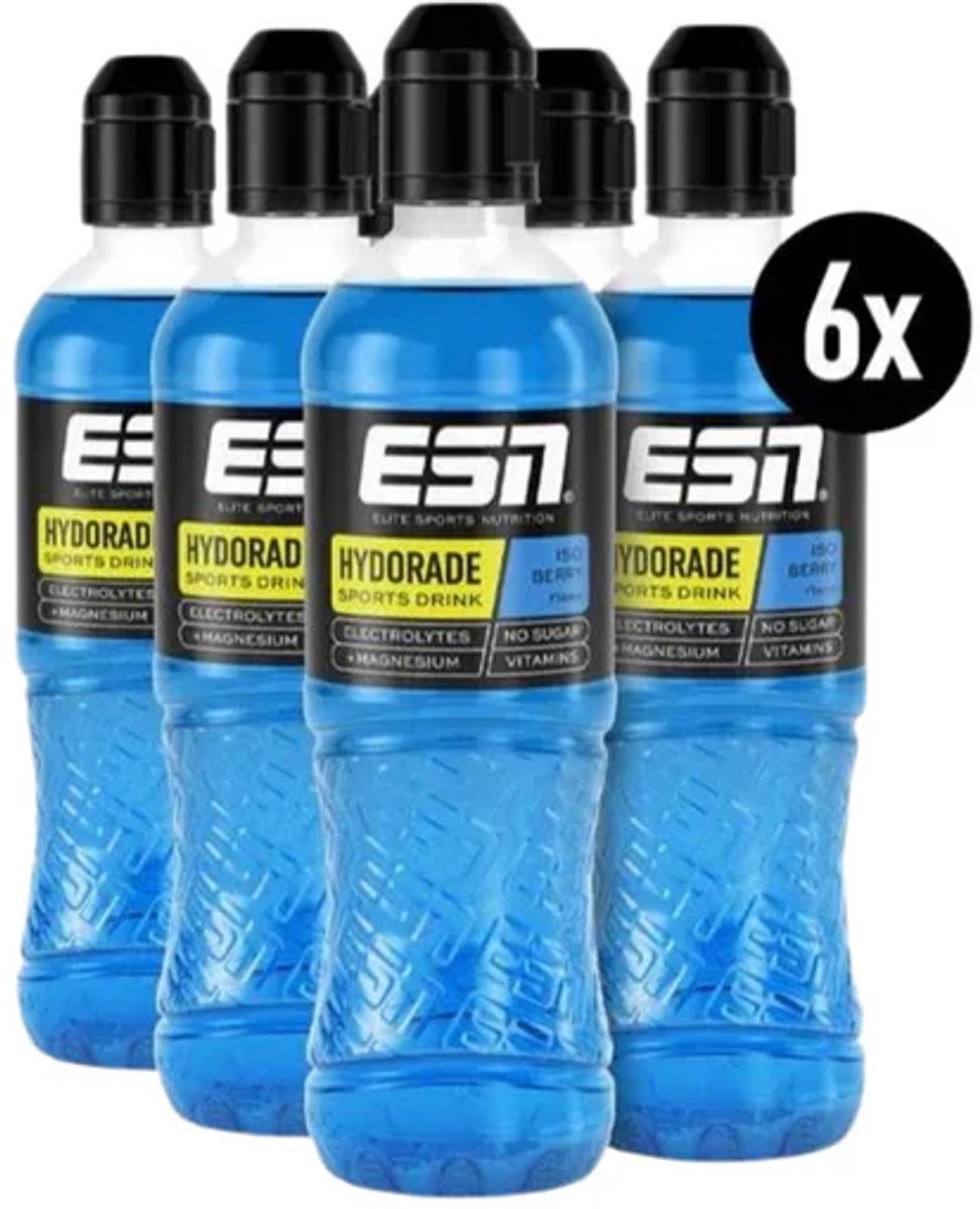 ESN Hydorade Iso Drink - Smaak Berry - Isotone Sportdrank met Elektrolyten - Verfrissende Dorstlesser voor Hydratatie & Herstel - 6 x 500ml