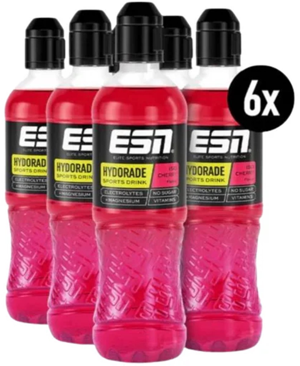 ESN Hydorade Iso Drink - Smaak Cherry - Isotone Sportdrank met Elektrolyten - Verfrissende Dorstlesser voor Hydratatie & Herstel - 6 x 500ml