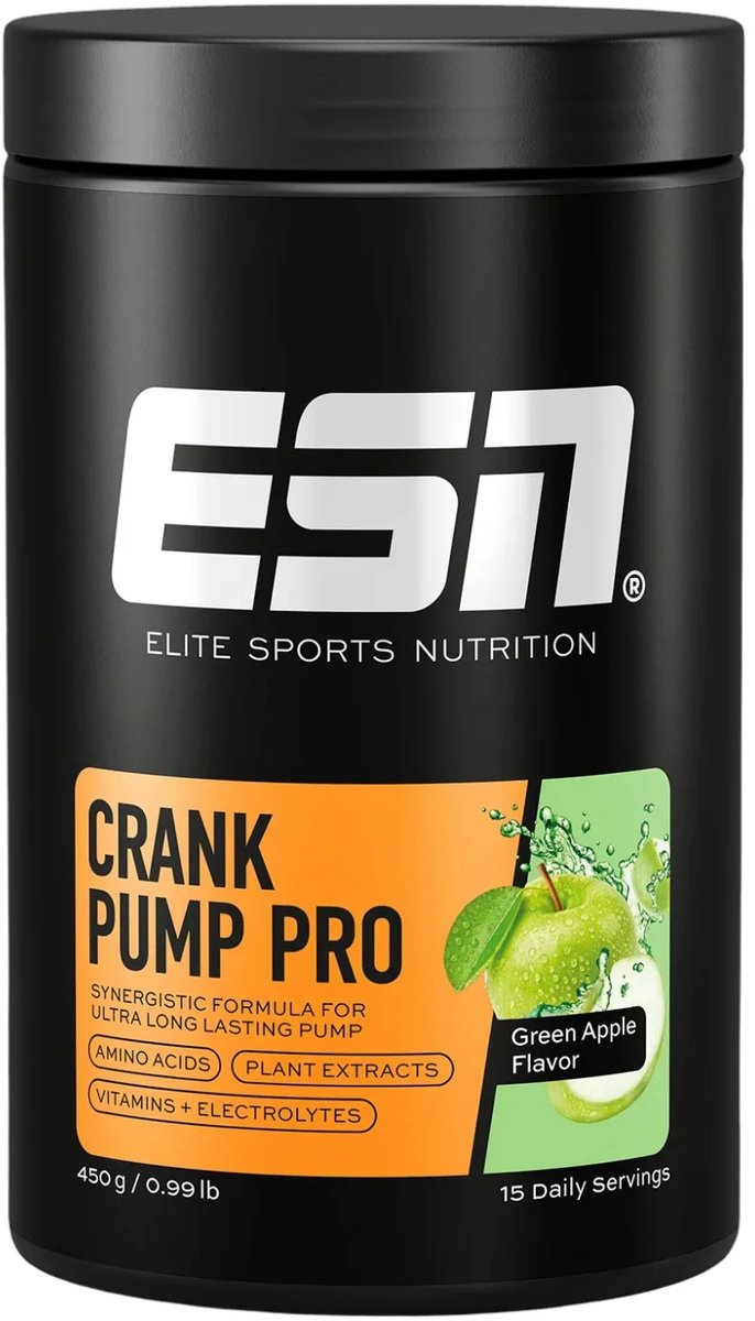 ESN pre-workout CRANK PUMP PRO (450g) smaak: Green Apple