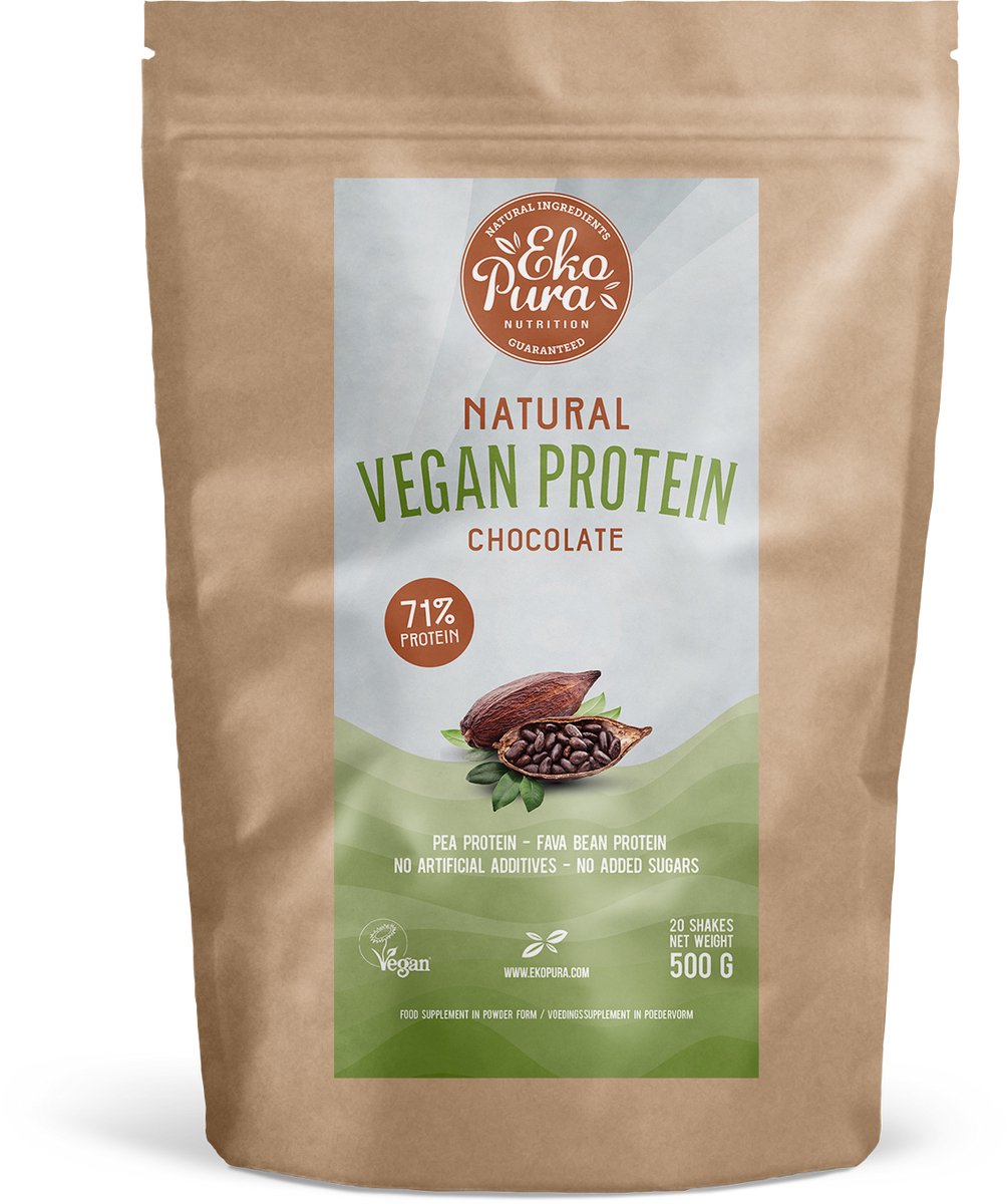 Ekopura Natural Vegan Protein - Chocolate (plantaardig eiwitpoeder) 500g- NL-BIO-01