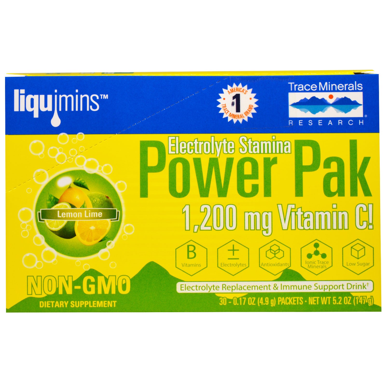 Electrolyte Stamina, Power Pak, Lemon Lime (30 Packets, 4.9 g Each) - Trace Minerals Research 1 Electrolyte Stamina, Power Pak, Lemon Lime (30 Packets, 4.9 g Each) - Trace Minerals Research Electrolyte Stamina, Power Pak, Lemon Lime (30 Packets, 4.9 g Each) - Trace Minerals Research