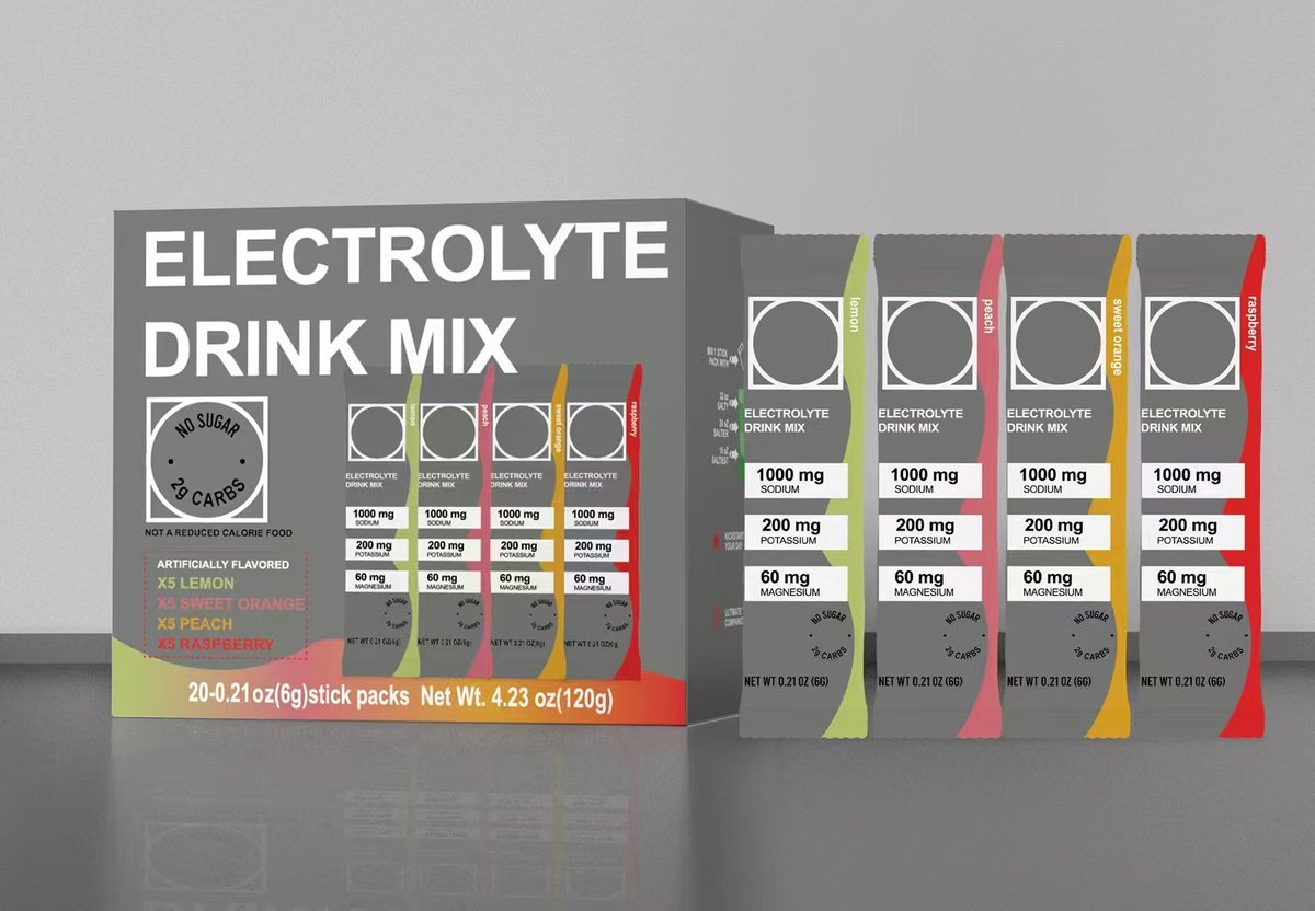 Electrolyte drink mix | 20 Sachets | 4 smaken | Energie | Vochtbalans | Zenuwfunctie | Spierfunctie |