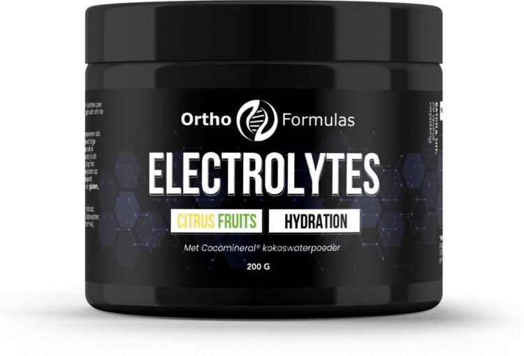 Electrolytes - 200 gram - 40 servings - Citrus fruits - Natrium - Chloride - Kalium - Magnesium - Calcium - Kokoswater poeder - Vitamine C - vegan