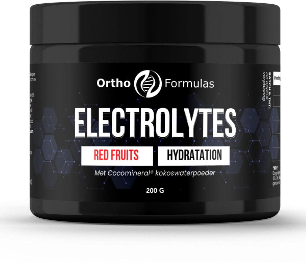 Electrolytes - 200 gram - 40 servings - Rood fruit - Natrium - Chloride - Kalium - Magnesium - Calcium - Kokoswater poeder - Vitamine C - vegan