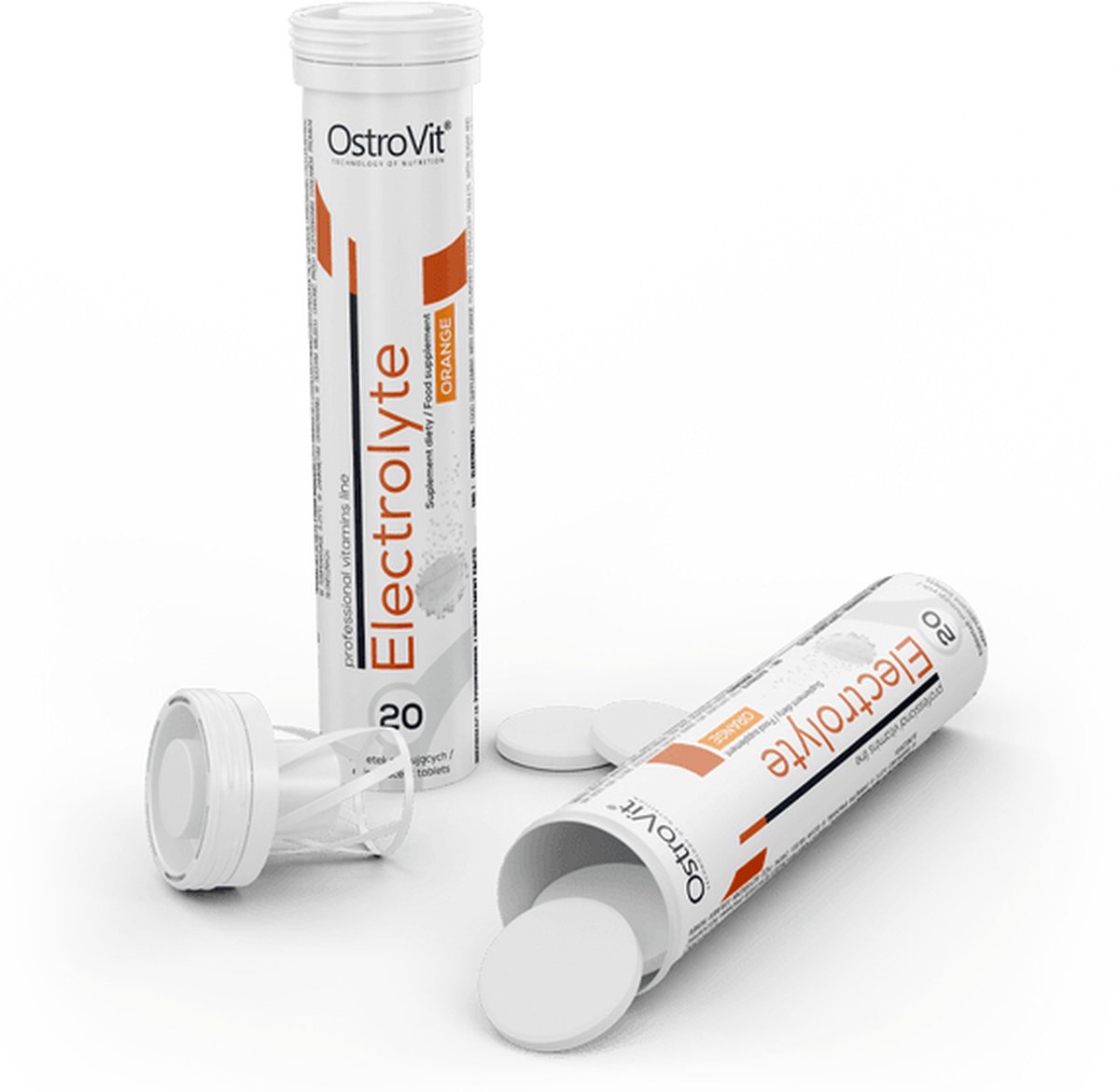 Elektrolyten/Electrolytes - 20 bruistabletten/effervescent tablets - Orange - Mineralen - Vitaminen - Kalium/Potassium - Natrium/Sodium - Glucose - Vitamine C/Vitamin C - OstroVit