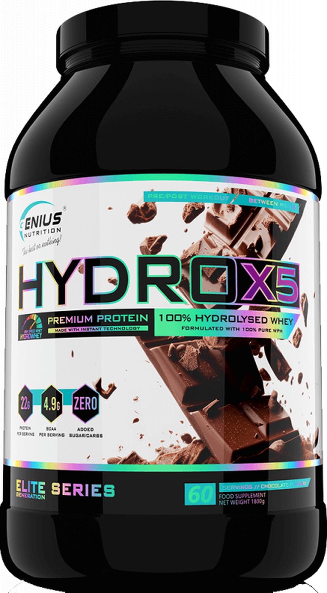 Genius Nutrition Hydro-X5 (1800g) Chocolate - Eiwitten - Gehydrolyseerd wei-eiwit
