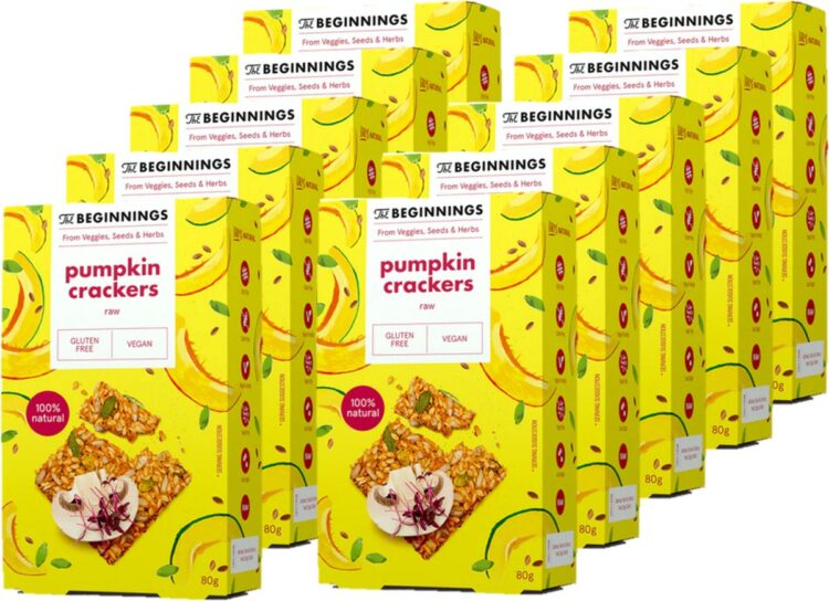 Glutenvrije koolhydraatarme crackers - Vegan - Pompoen - 10 x 80 gram - 10 x circa 12 crackers