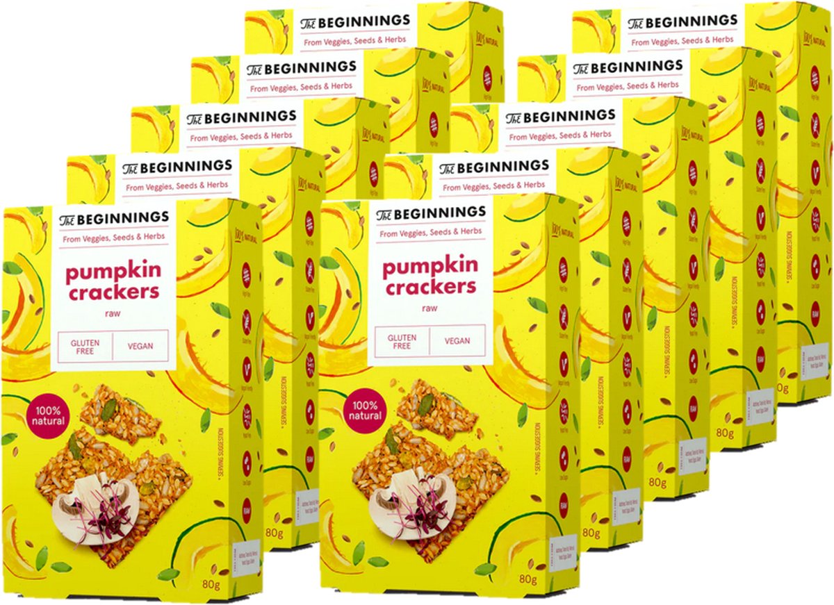 Glutenvrije koolhydraatarme crackers - Vegan - Pompoen - 10 x 80 gram - 10 x circa 12 crackers