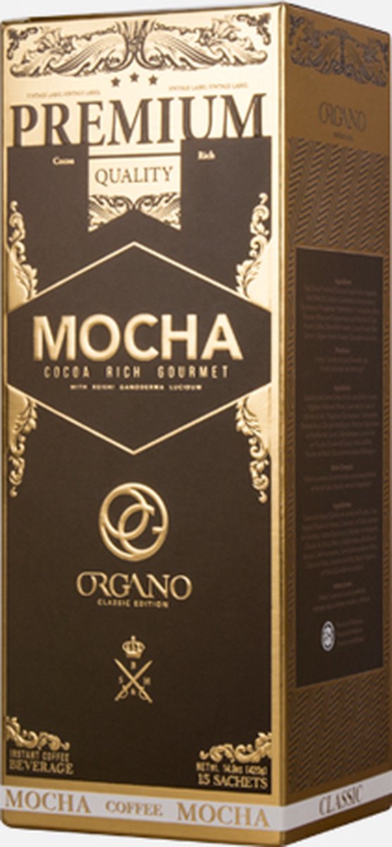 Gourmet Café Mocha - Instantkoffie verrijkt met organisch Reishi poeder - Ganoderma Lucidum - Rijke smaak - Gemakkelijk te bereiden gastronomische koffie